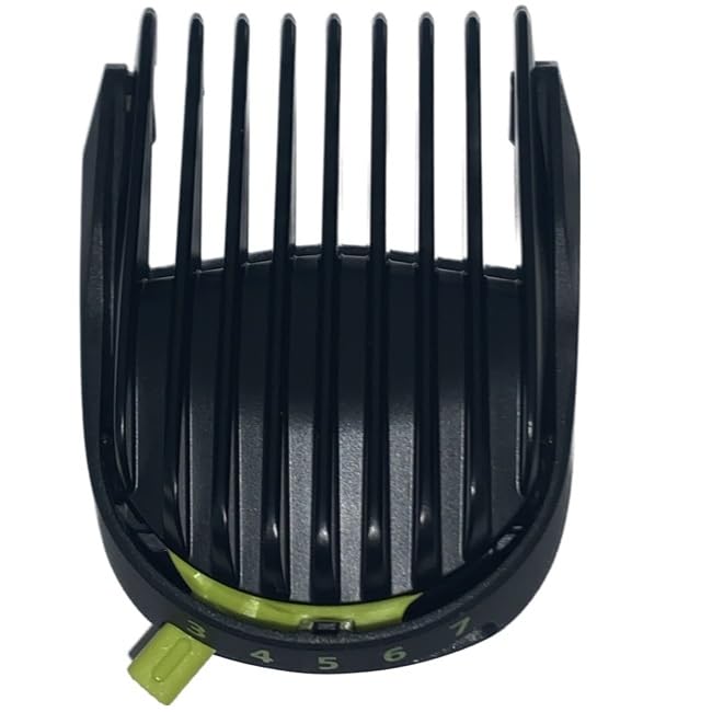 Norelco pivoting 3-7mm replacement comb closeup for precise grooming.