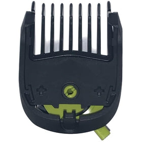 Norelco pivoting comb demonstrates adjustable length for versatile trims.