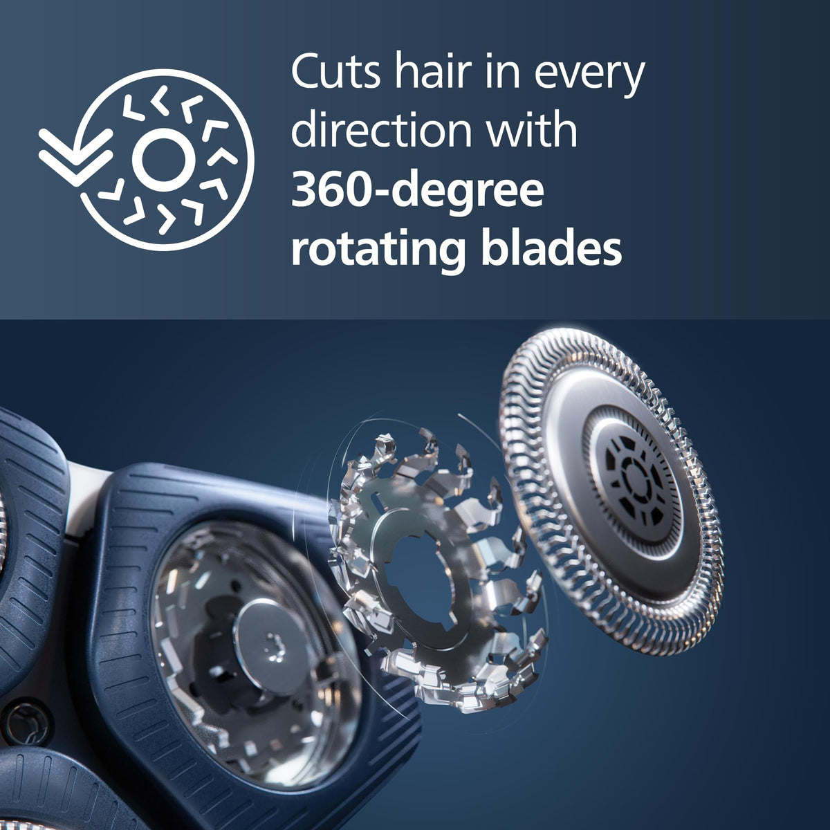Norelco Series 7000 360° flex heads following facial contours for smooth skin