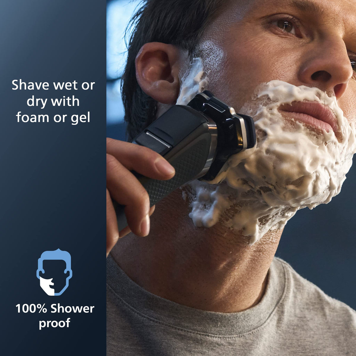 Norelco Shaver 7600 USB-A charging for quick power boosts.