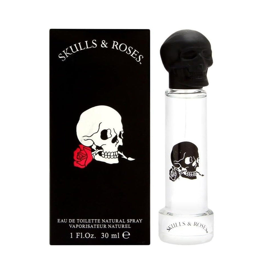 Norlevos UNBOXED cologne bottle spray with skulls and roses for an edgy vibe.