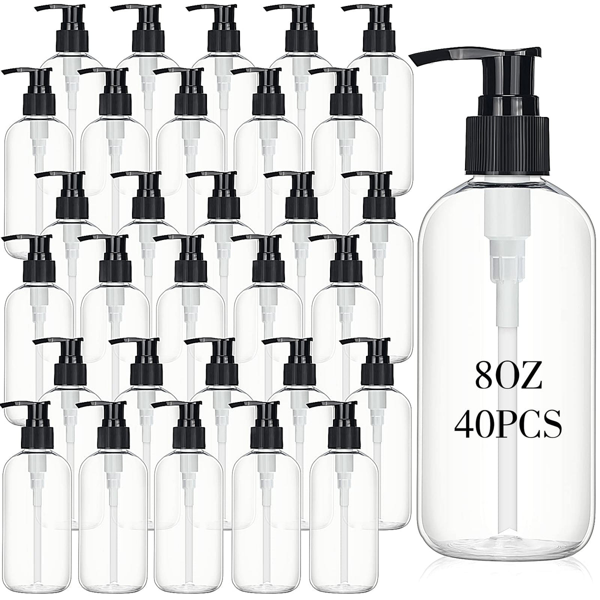 Norme 8 oz clear pump bottle set for easy dispensing and organization