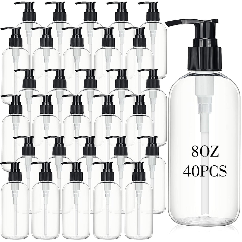 Norme 8 oz clear pump bottle set for easy dispensing and organization