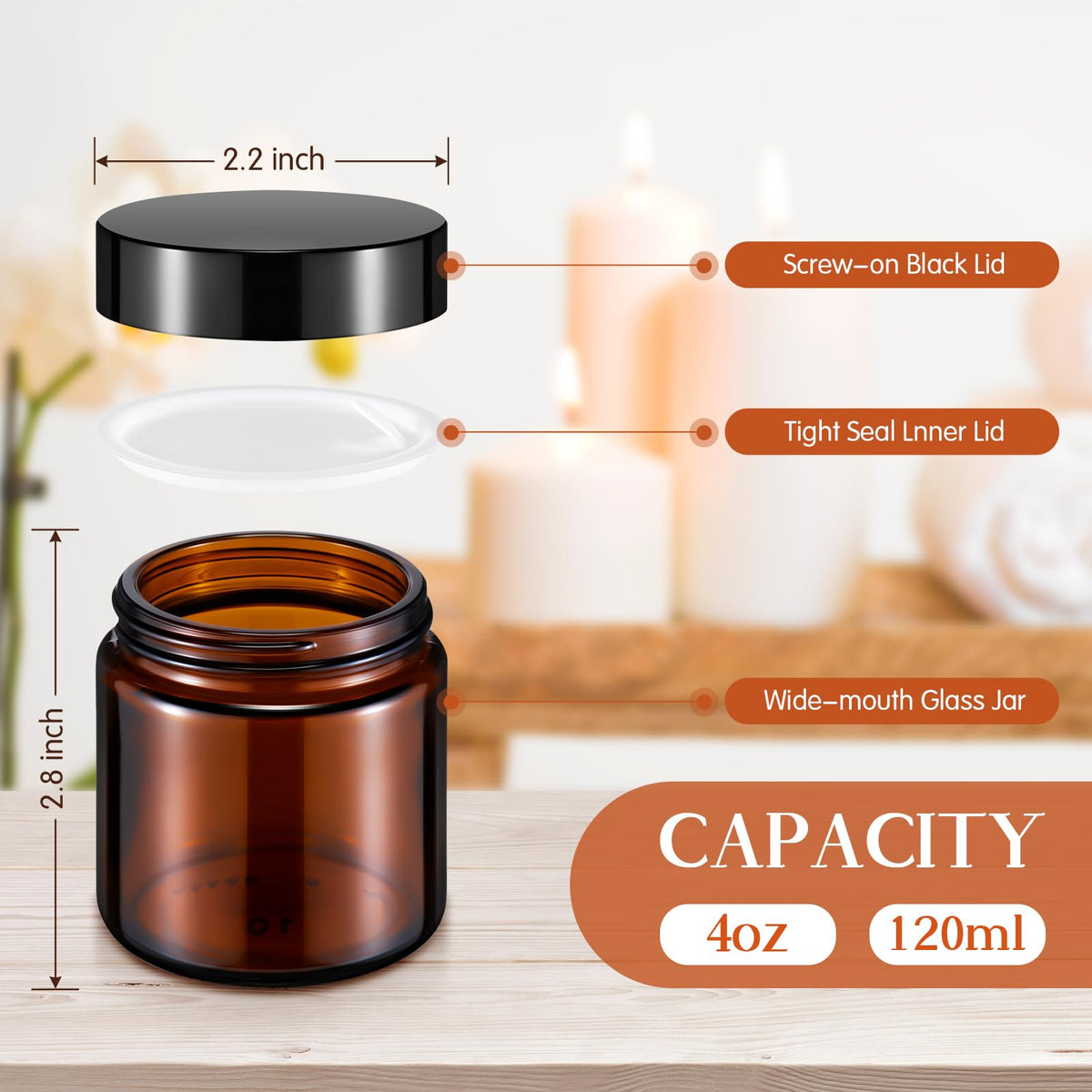 Norme airtight inner liners keep contents fresh in 4oz jars