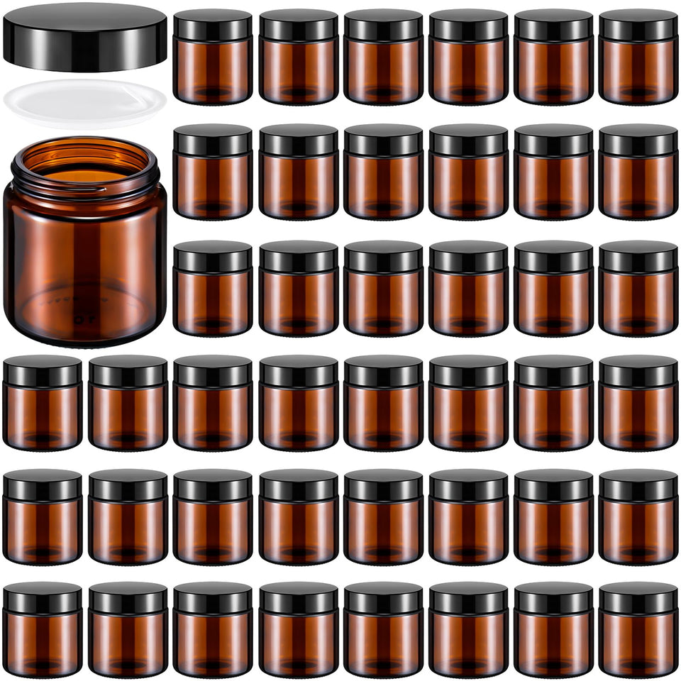 Norme amber 4oz glass jars with lids for organized cosmetic storage