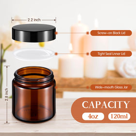 Norme black 4oz glass jar with lid, portable and leakproof for travel