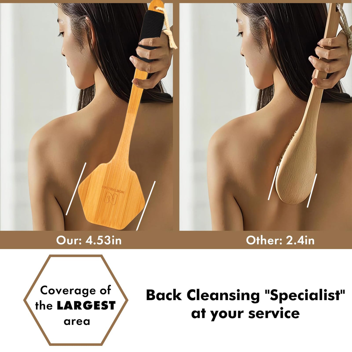 NORTHSONG non-slip grip keeps the brush secure in wet showers