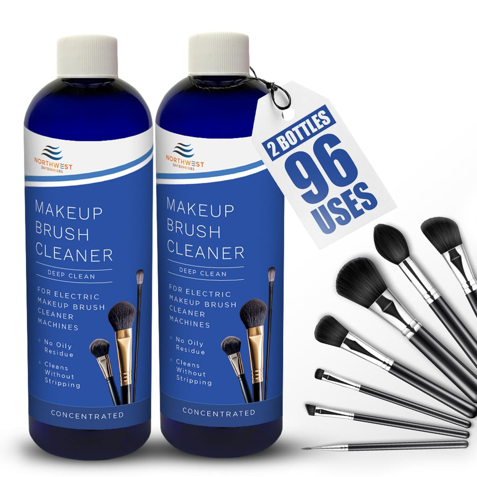 Northwest Enterprises makeup brush cleaner bottle for easy, mess-free refills.