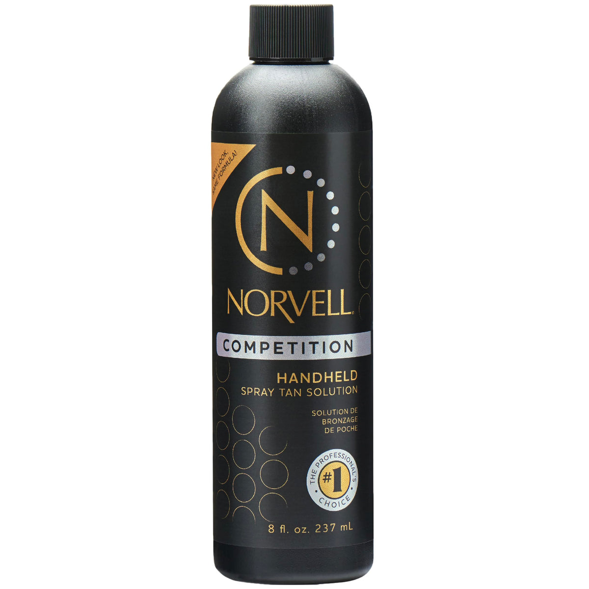 Norvell Competition Tan 8oz bottle delivers streak-free color for a smooth finish.