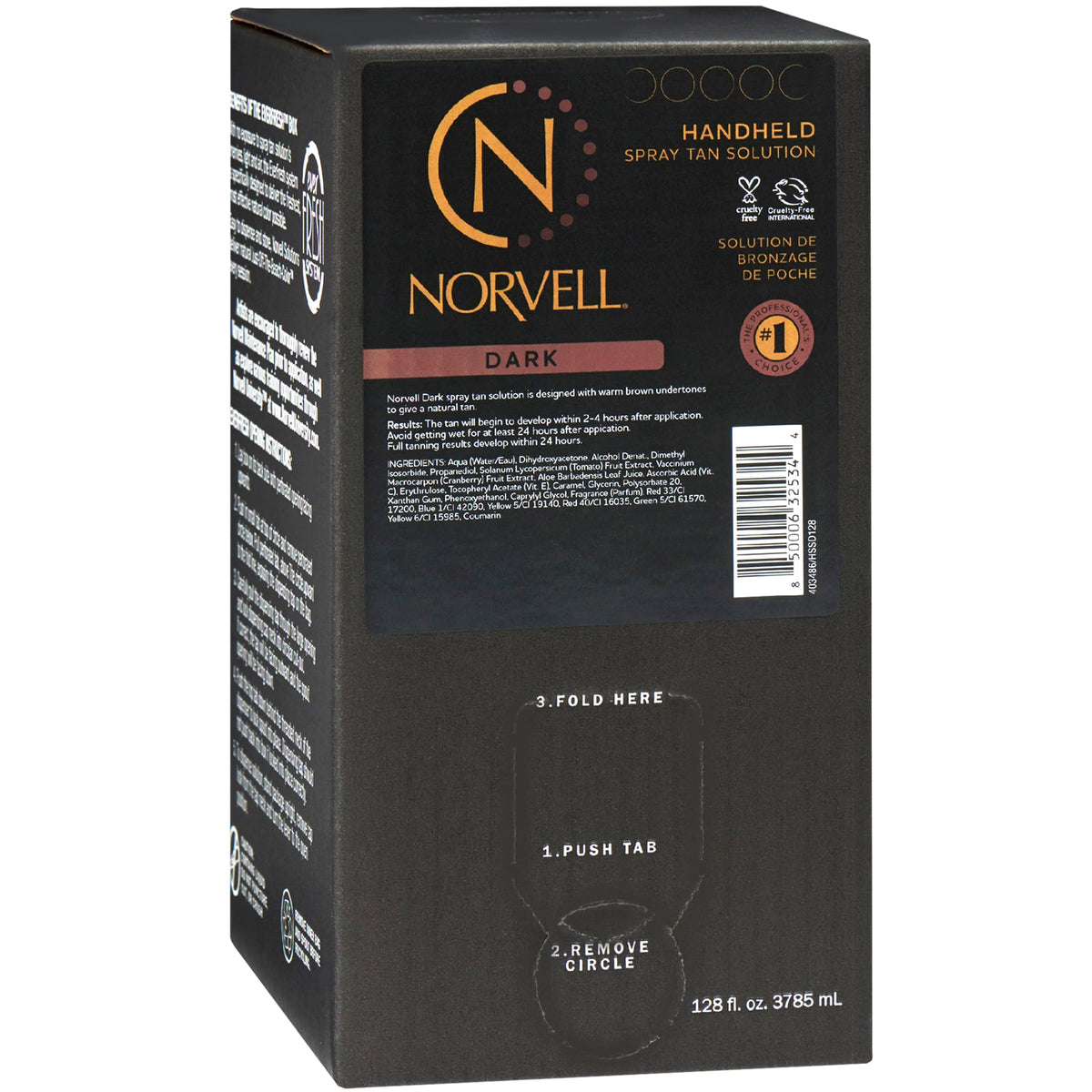 Norvell Premium Spray Tan Solution bottle showing natural bronze color for an even glow.