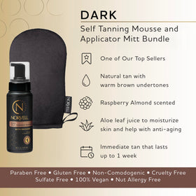 Close-up of Norvell Sunless Dark Mousse bottle showing smooth, blendable texture.