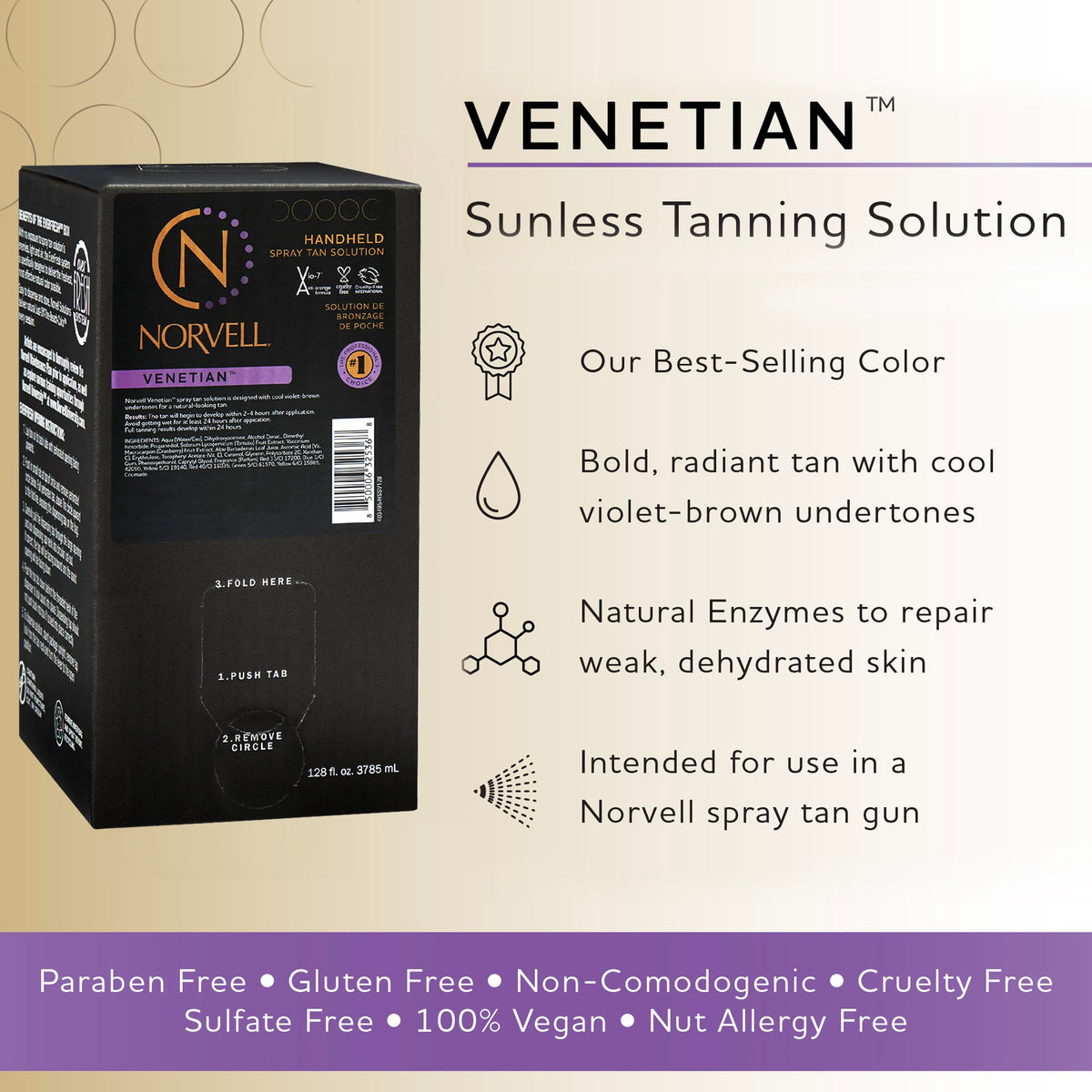 Norvell Venetian bottle pump top emphasizes easy, controlled dispensing for even application