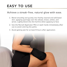 Norvell Venetian mitt and bottle pairing supports foolproof home tanning routine.