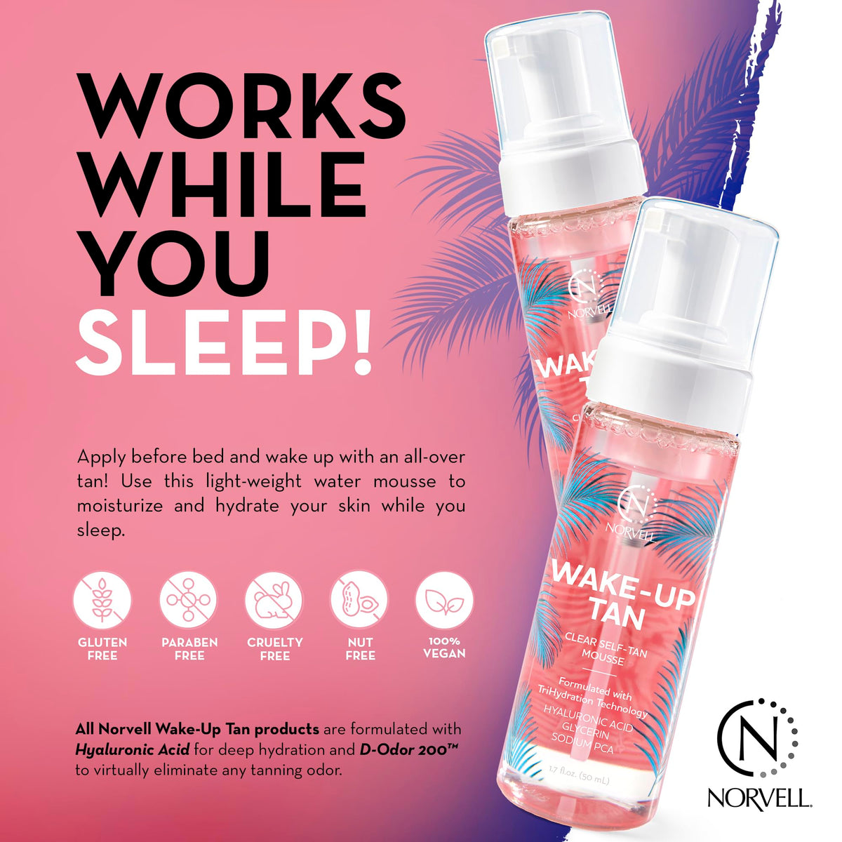 Norvell Wake-Up Tan Clear Water Mousse texture appears cashmere-soft for even application.