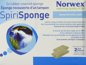 Norwex Spirisponge Scrubber front view; easy grime removal for dishes.