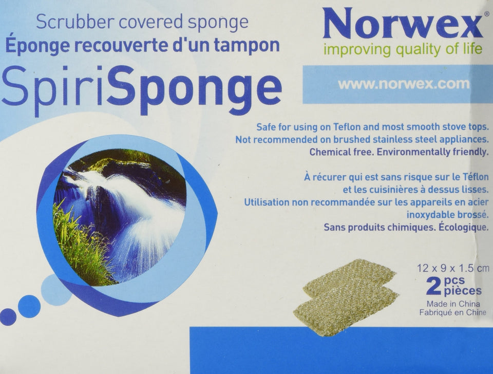 Norwex Spirisponge Scrubber front view; easy grime removal for dishes.