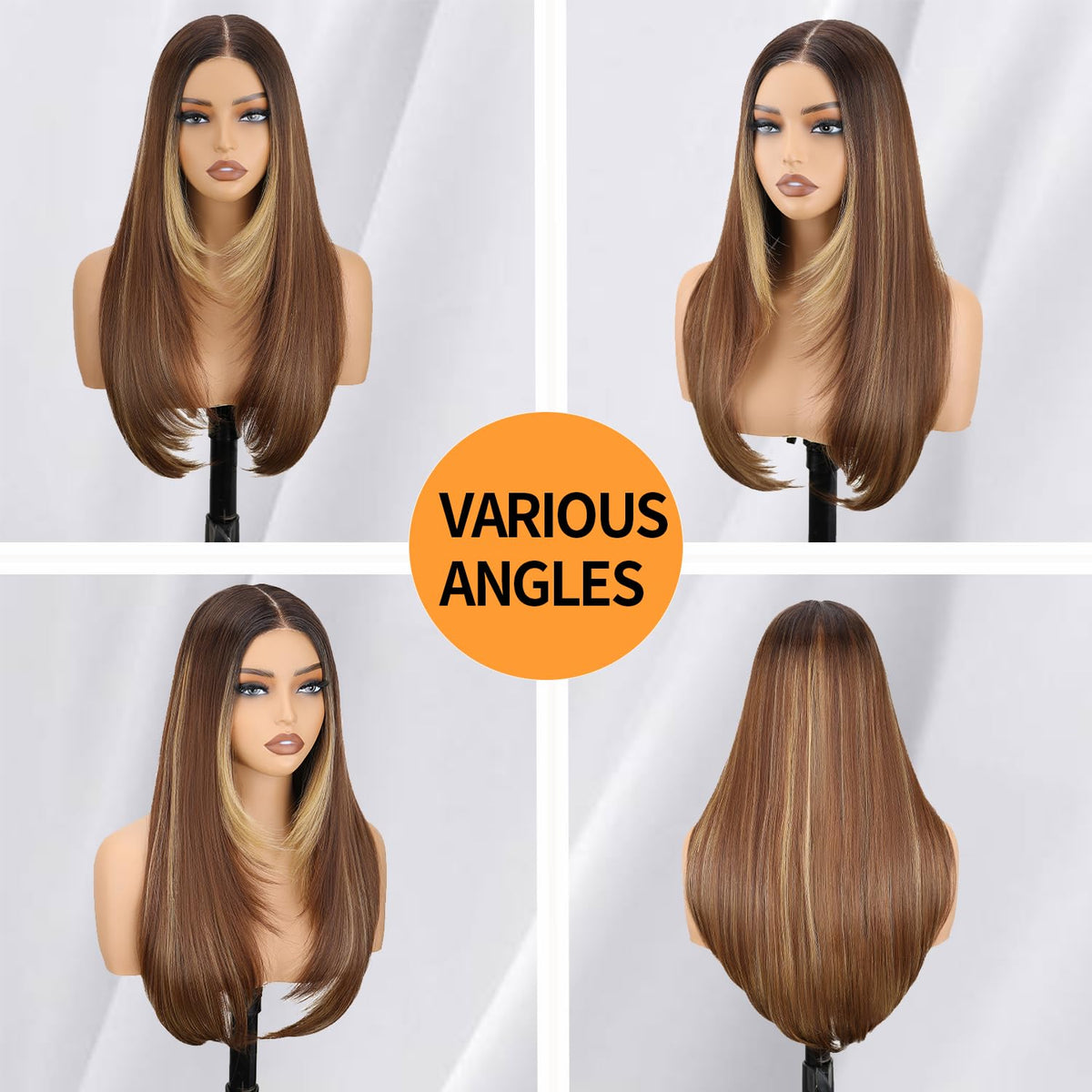 NOSTALGIA 24-inch middle-part closure wig creates a long, flowing silhouette for events.