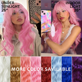 NOSTALGIA pink wig bangs design for versatile looks at events.