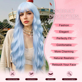 Nostalgia blue wig care friendly and easy to brush