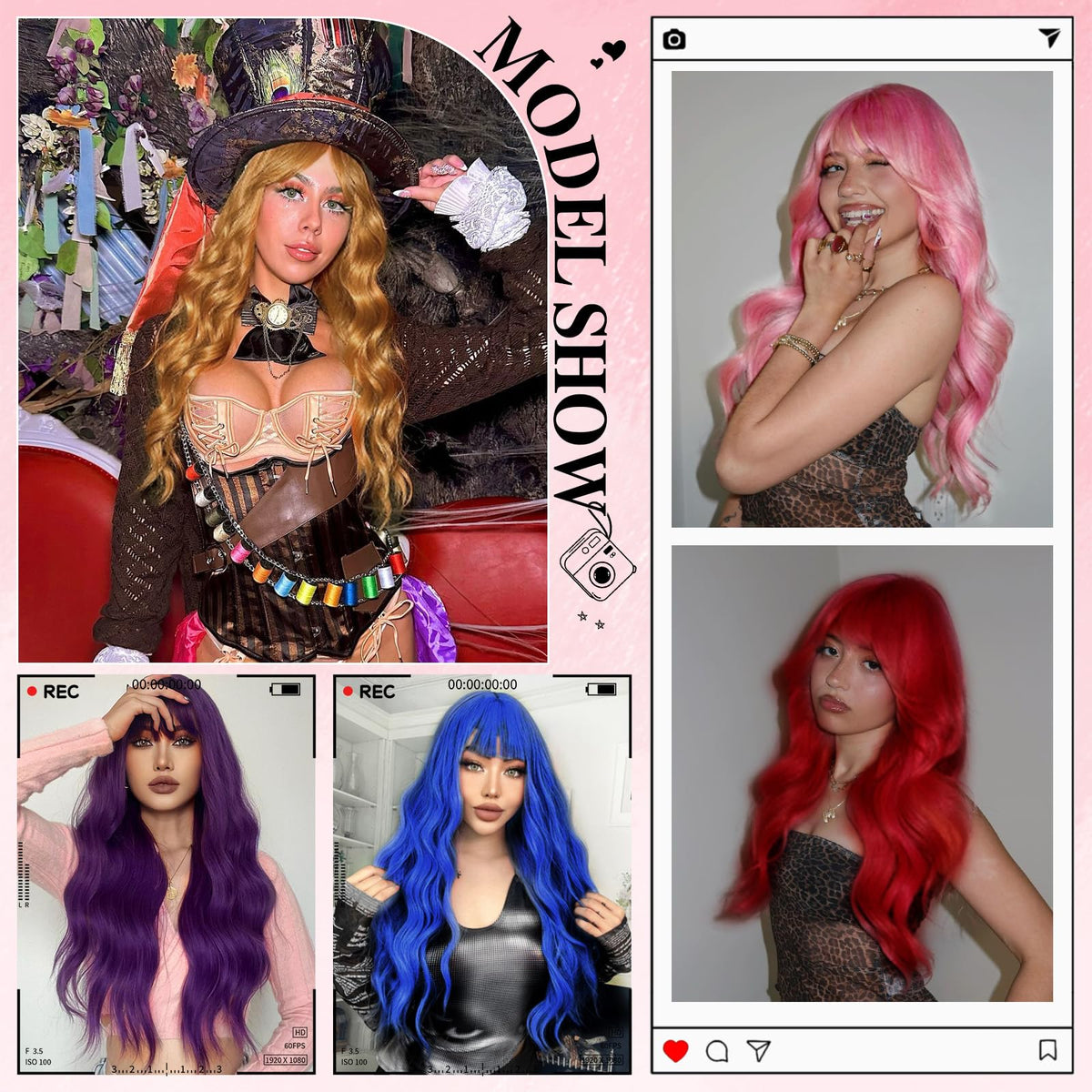 Nostalgia blue wig heat resistant fibers for heat styling safety