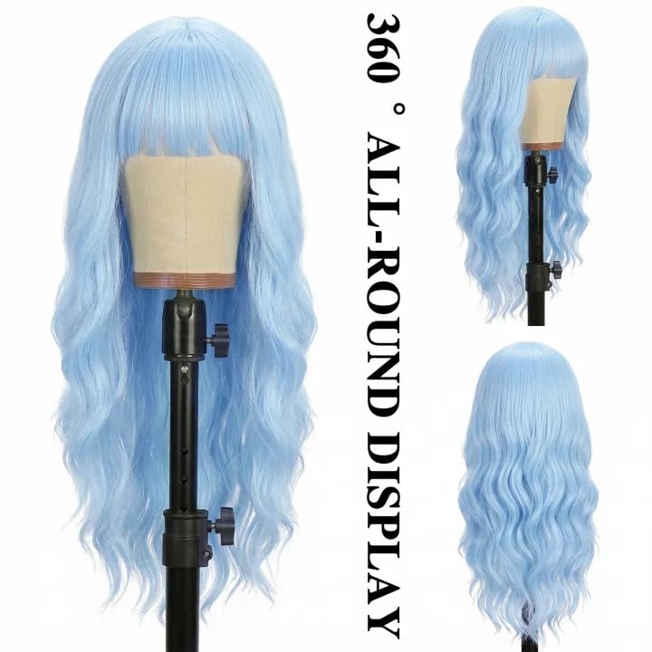 Nostalgia blue wig long and wavy for easy volume and length