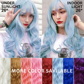 Nostalgia blue wig with soft fluffy finish and natural movement