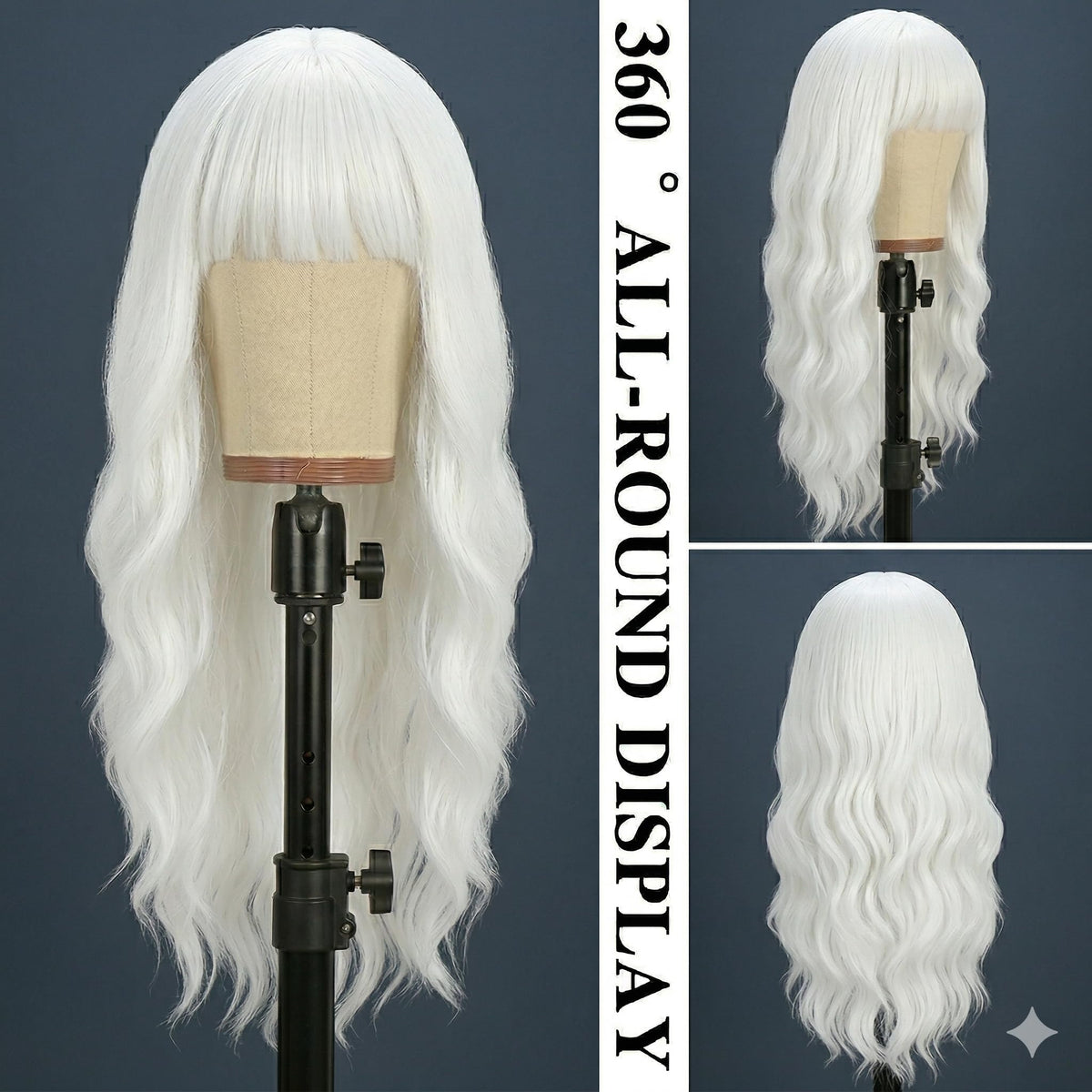 NOSTALGIA long white wavy wig versatile for cosplay and daily wear