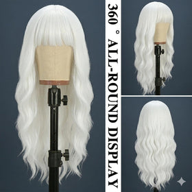 NOSTALGIA long white wavy wig versatile for cosplay and daily wear