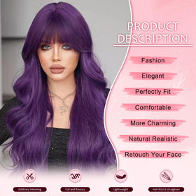 NOSTALGIA purple wig styling options show adjustable bangs for events