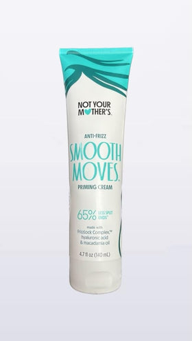 Not Your Mother's Smooth Moves Priming Cream bottle, showcasing heat protection for frizz control.