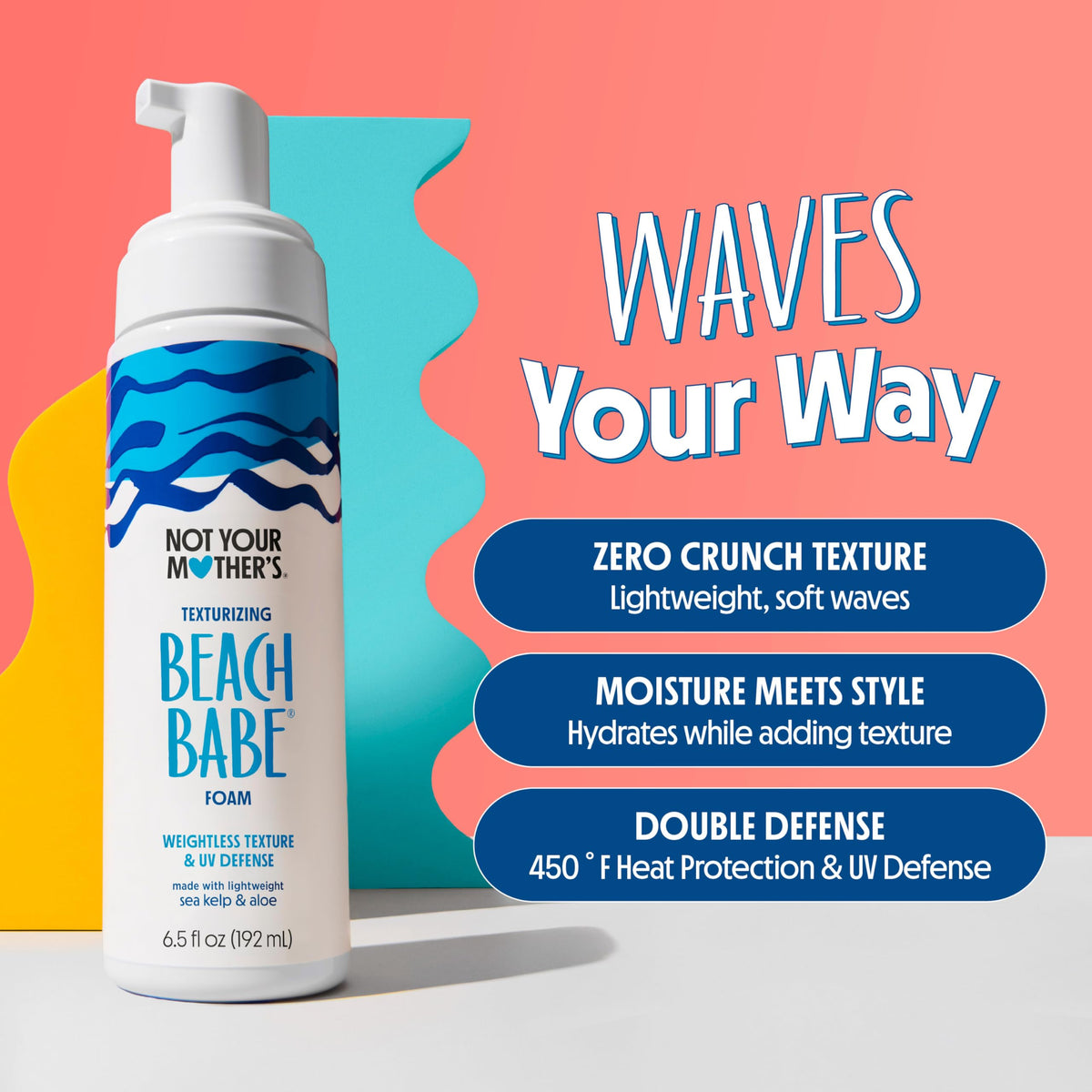 Not Your Mother's Beach Babe Foam ingredients: aloe, sea kelp, sunflower extract