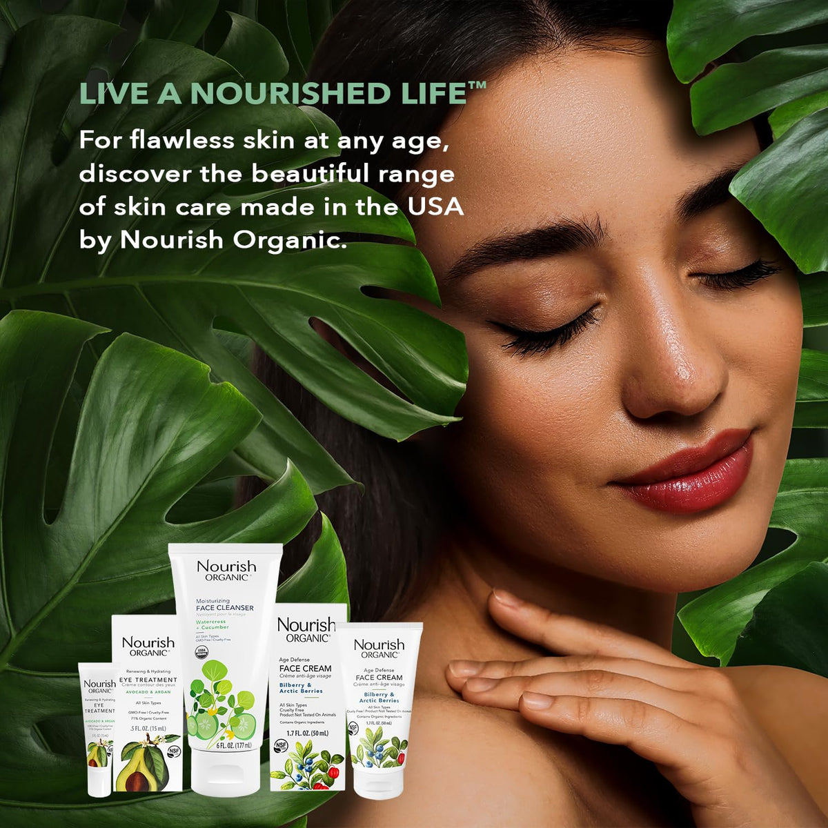 Green tea extract in Nourish Organic cream offers antioxidant support