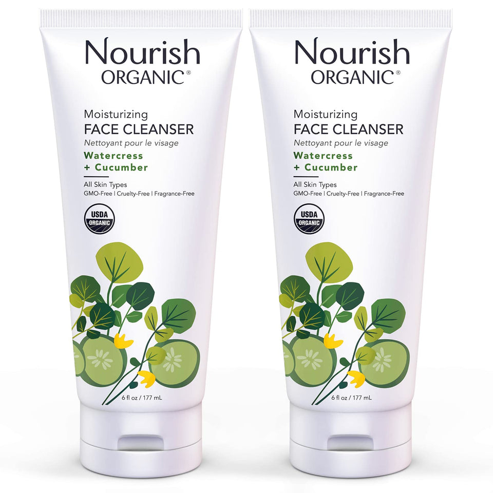 Nourish Organic Watercress Cucumber Face Wash bottle, gentle hydrating cleanse