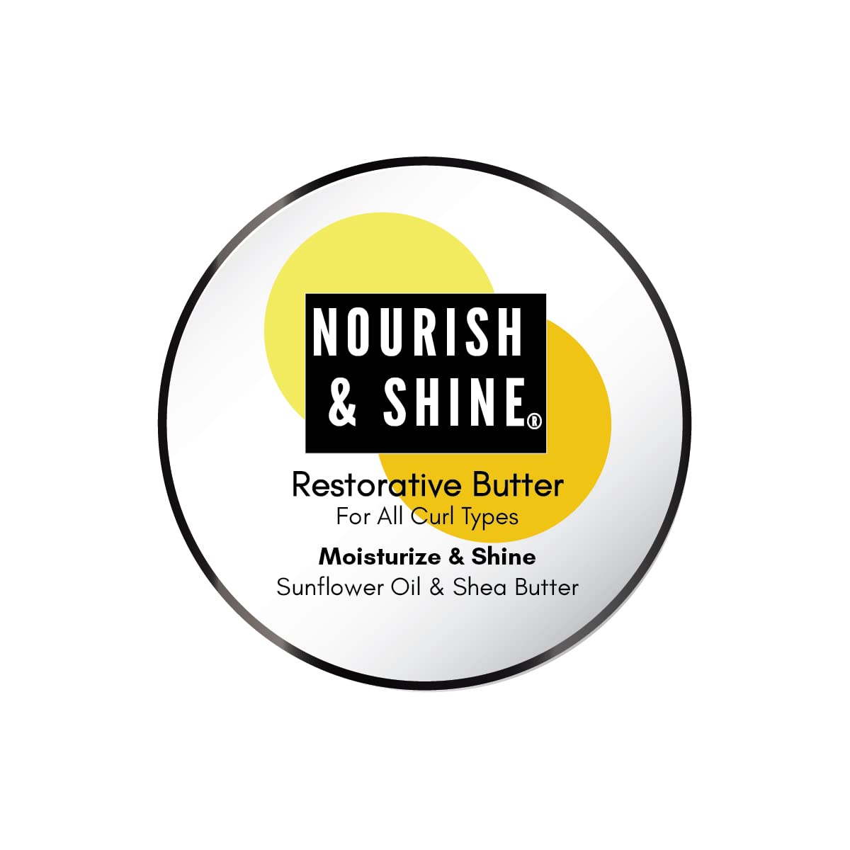 Nourish & Shine Restorative Butter 4 oz jar for hair and body hydration.