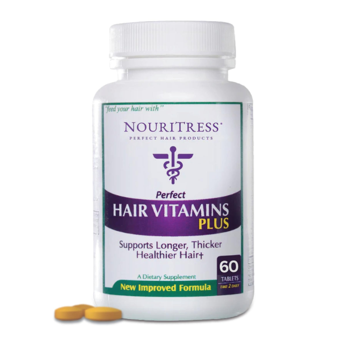 NouriTress Perfect Hair Vitamins Plus bottle-front view highlighting premium supplement