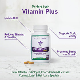 NouriTress Perfect Hair Vitamins Plus packaging on store shelf