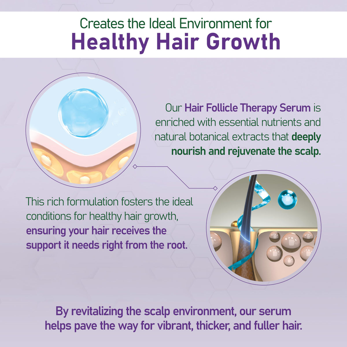 Close-up of scalp applying NouriTress serum for easy massaging.
