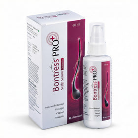 Nova Bloom Bontress PRO+ scalp serum bottle closeup for premium scalp care.
