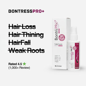 Nova Bloom Bontress PRO+ quick-absorption serum shown under bright lighting.