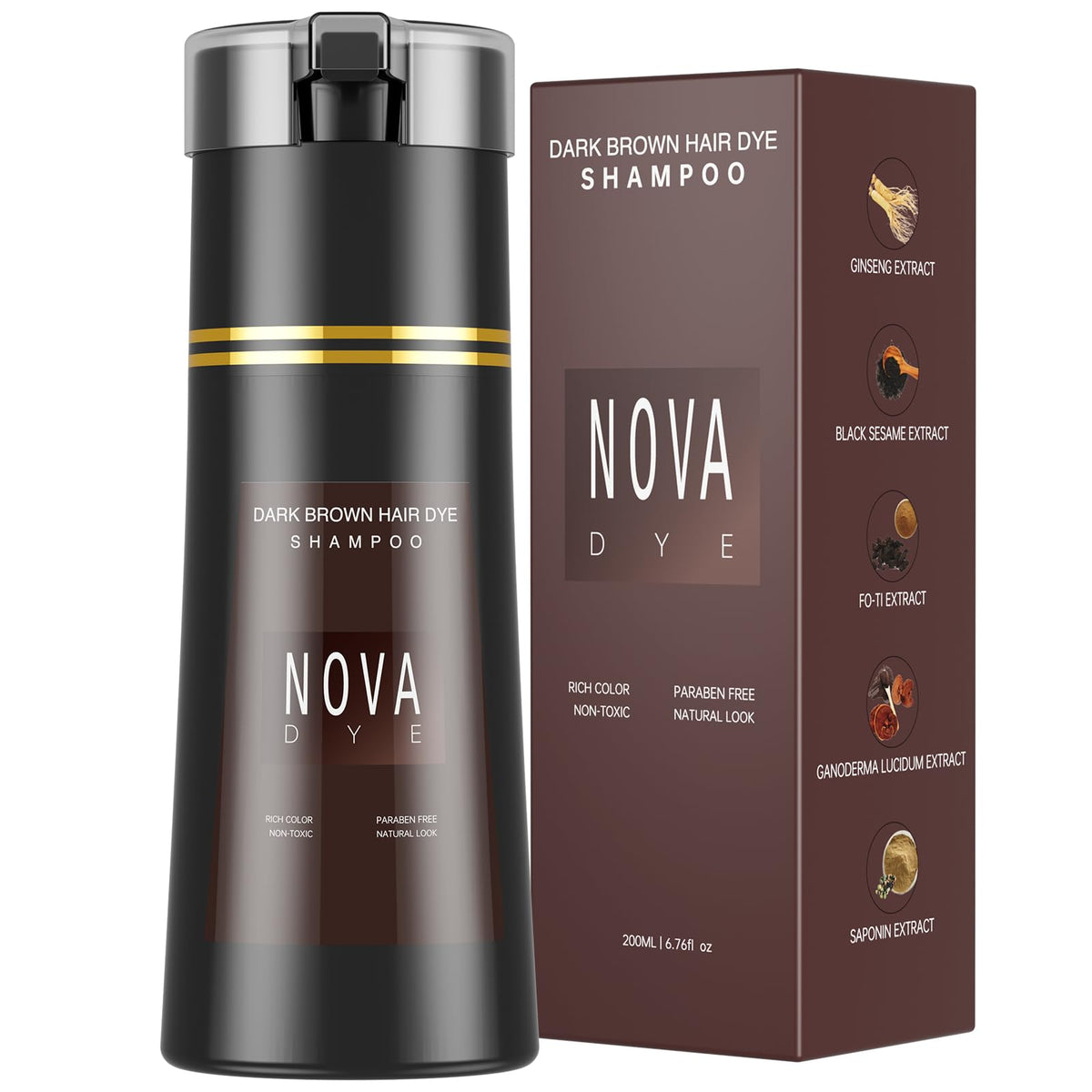 NOVA DYE bottle pour demonstrates easy gray coverage at home.