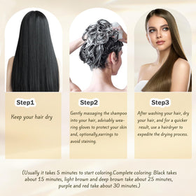 Nova Hair Dye Shampoo 3 in 1 results in soft shiny hair after use.