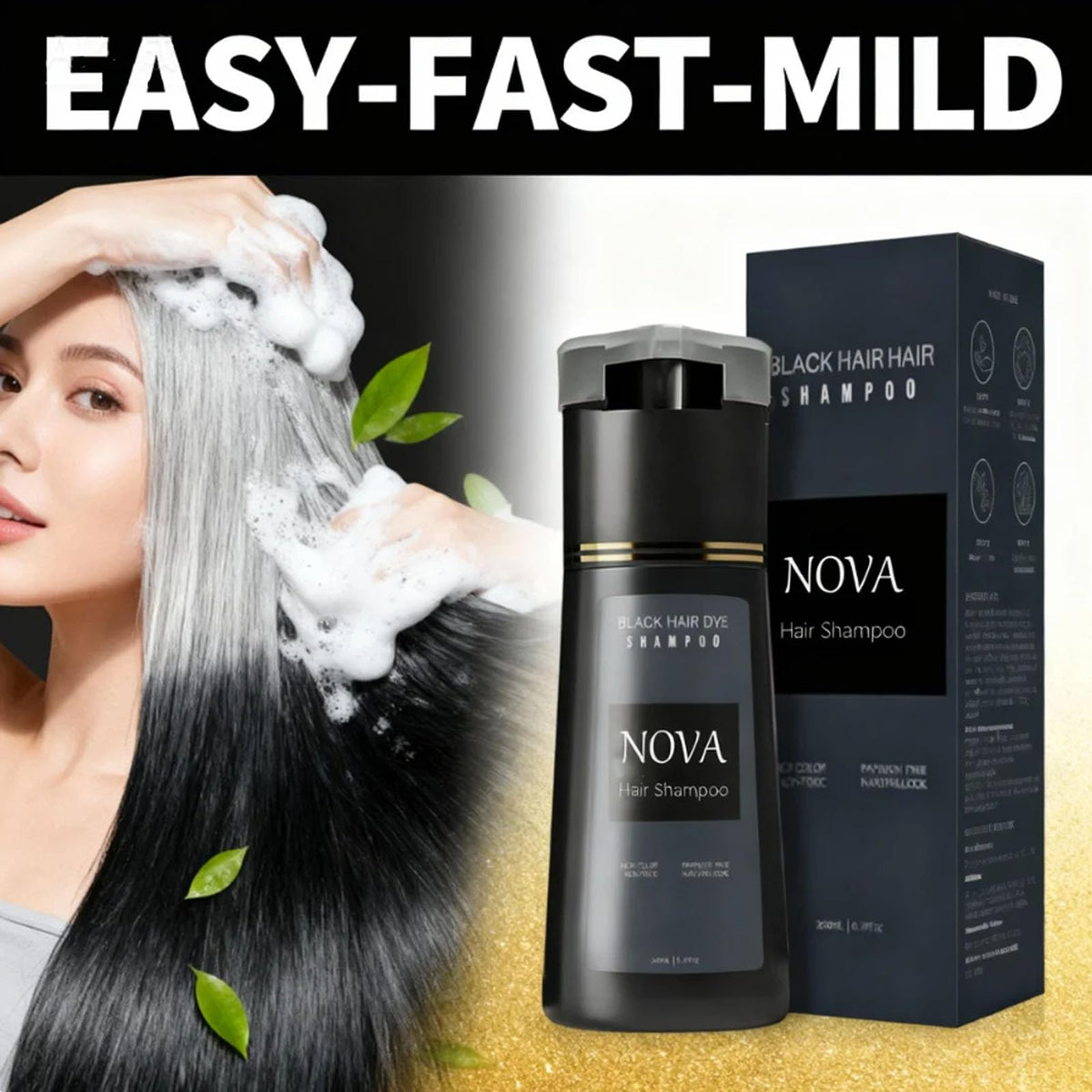 Nova hair shampoo 3-in-1 action displayed during lathering