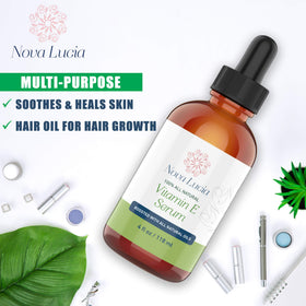 Nova Lucia Vitamin E oil applied to hand for moisture and care.