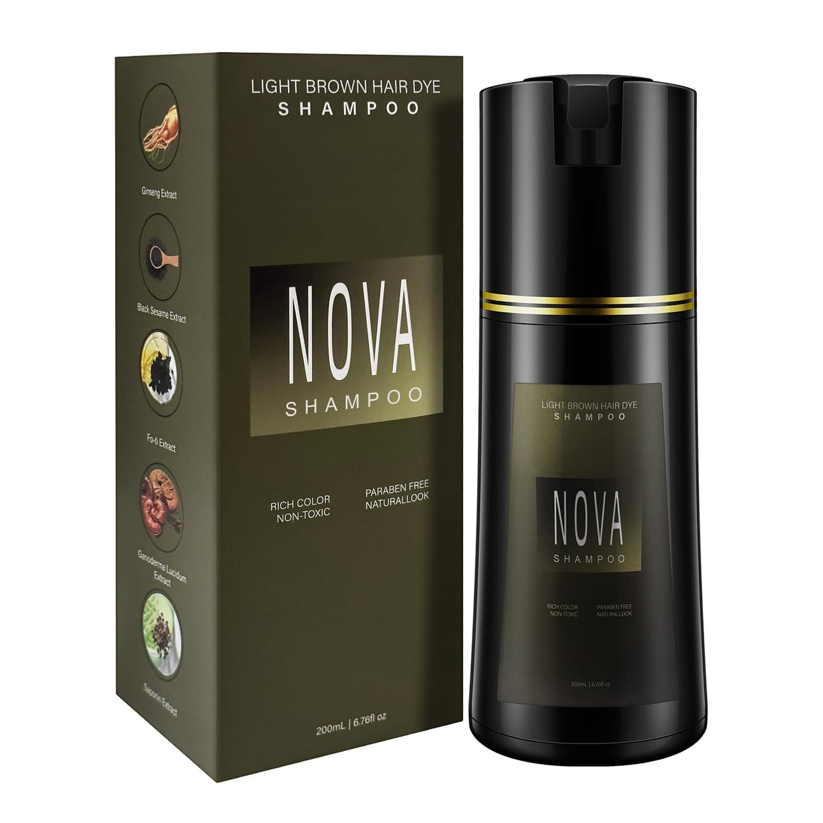 Nova Shampoo bottle front view highlighting 3-in-1 color-cleanse-condition