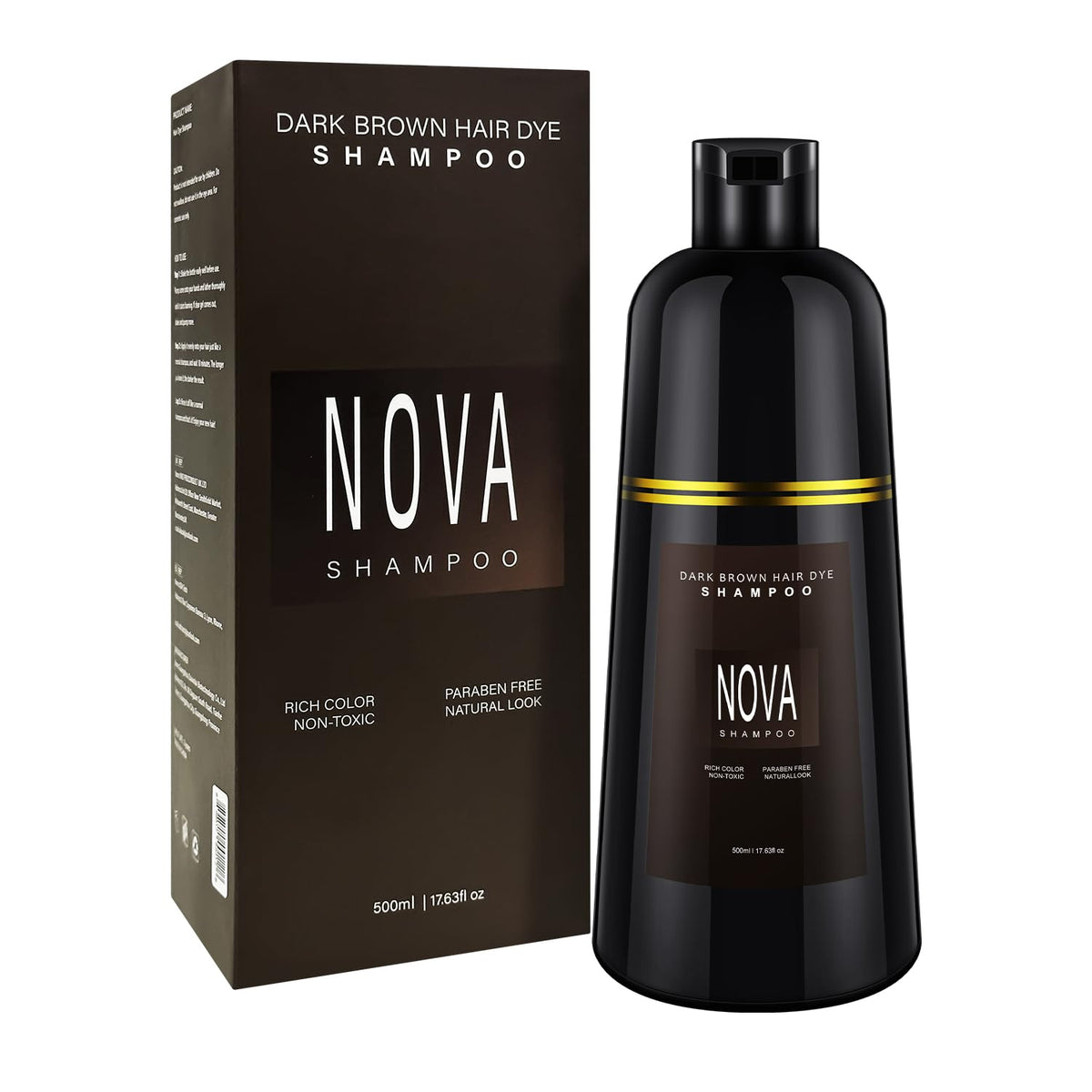 Nova Shampoo bottle pour for easy at-home gray coverage