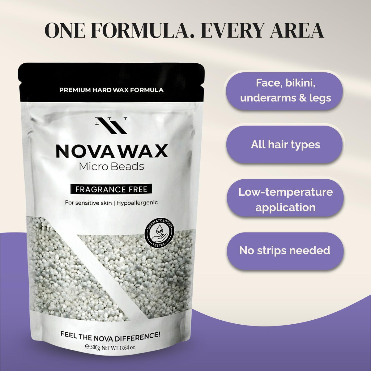 Close-up of Nova Wax beads texture showing smooth melt for controlled application