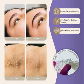 Nova Wax beads packaging highlights fragrance-free label for sensitive skin