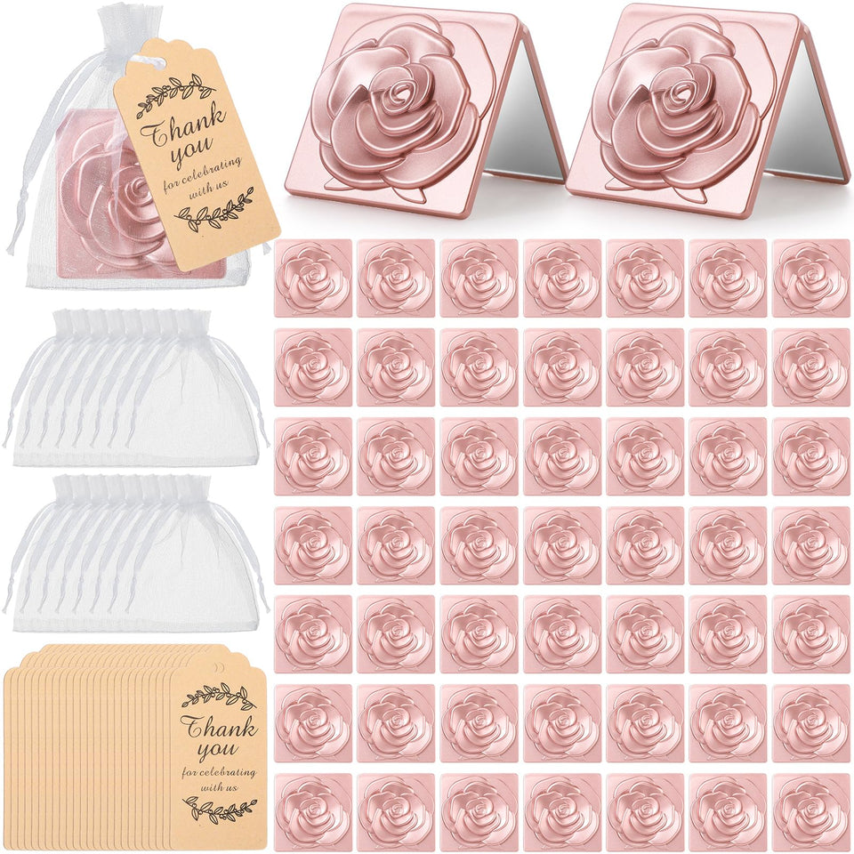 Novabright rose compact mirror for on-the-go touchups in a rose gold finish.