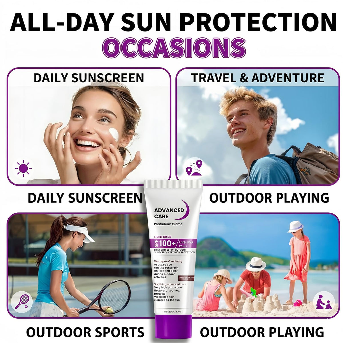 NovaCharm brand logo beside SPF100 packaging