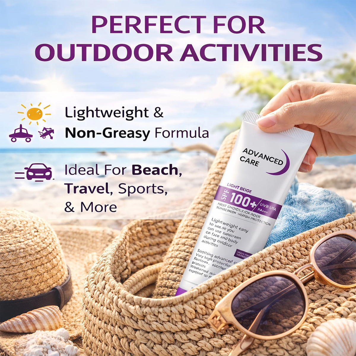 NovaCharm SPF100 used in outdoor sport scenarios for active days